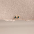 Dainty Blue Zircon Flatback Studs Silver 18K Gold Plated