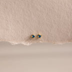 Dainty Blue Zircon Flatback Studs Silver 18K Gold Plated