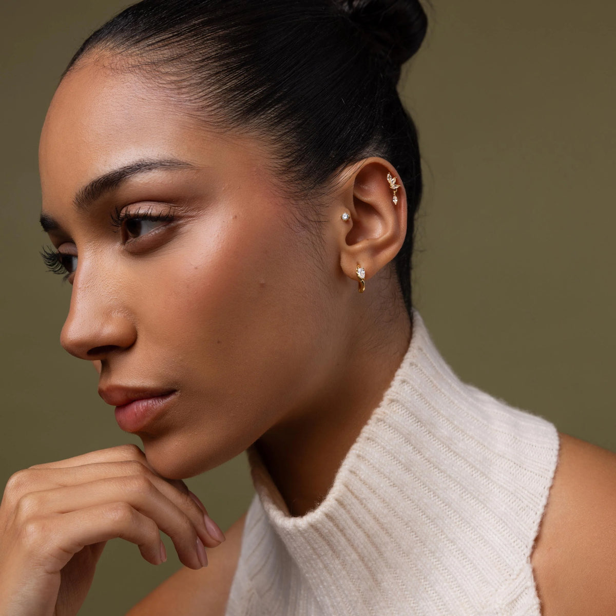 Organic Diamond Teardrop Hoops Silver 18K Gold Plated