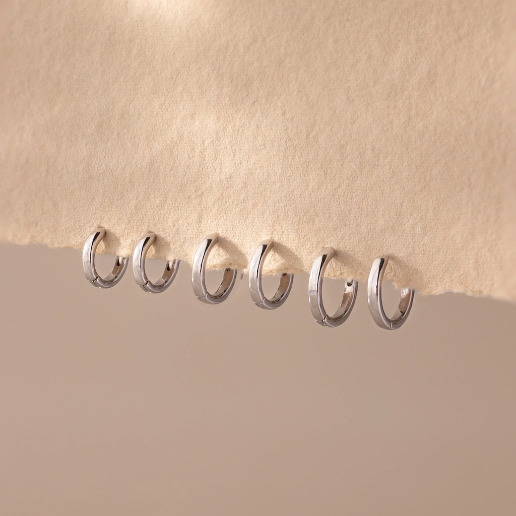 Dainty Huggies Set Silver 18K Gold Plated