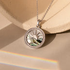 Diamond Pearl Sunrise Pendant Necklace Silver 18K Gold Plated