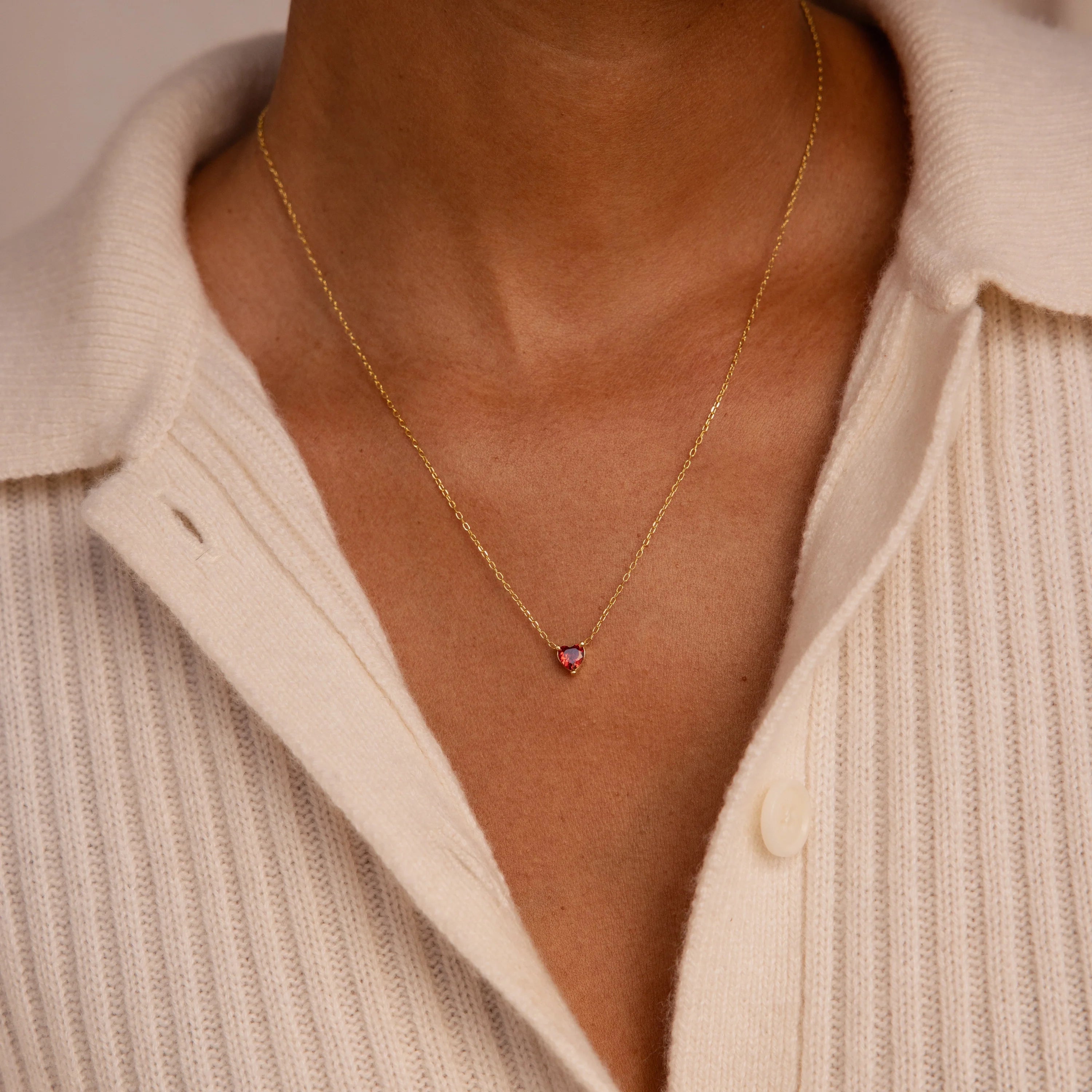 Heart Birthstone Necklace Silver 18K Gold Plated