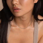 Emerald Beads Station Necklace Silver 18K Gold Plated