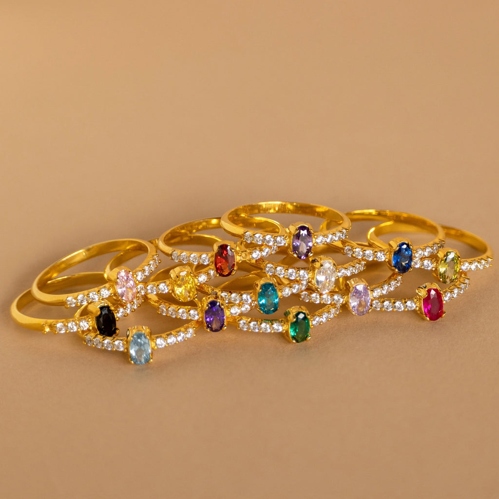 Eternal Elegance: The Pave Oval Birthstone Ring