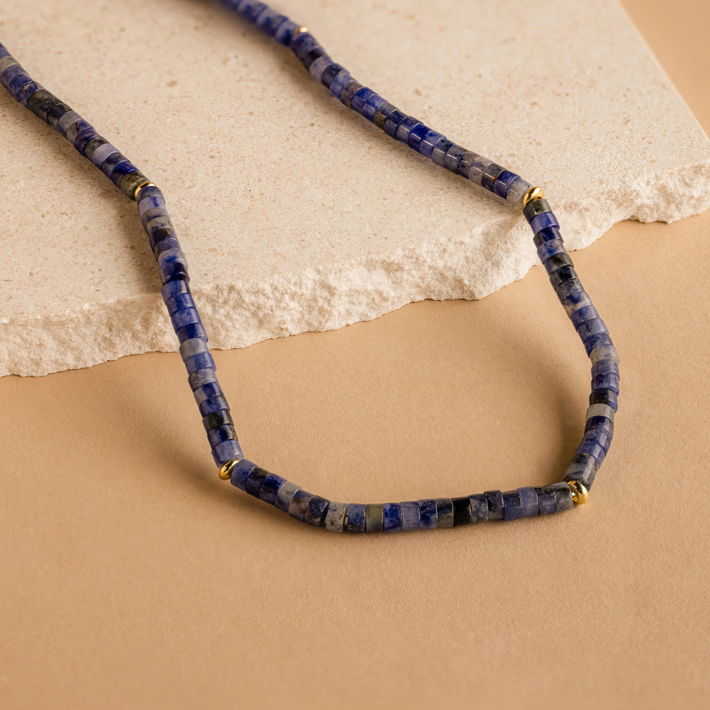 Tanzanite Beaded Necklace Silver 18K Gold Plated