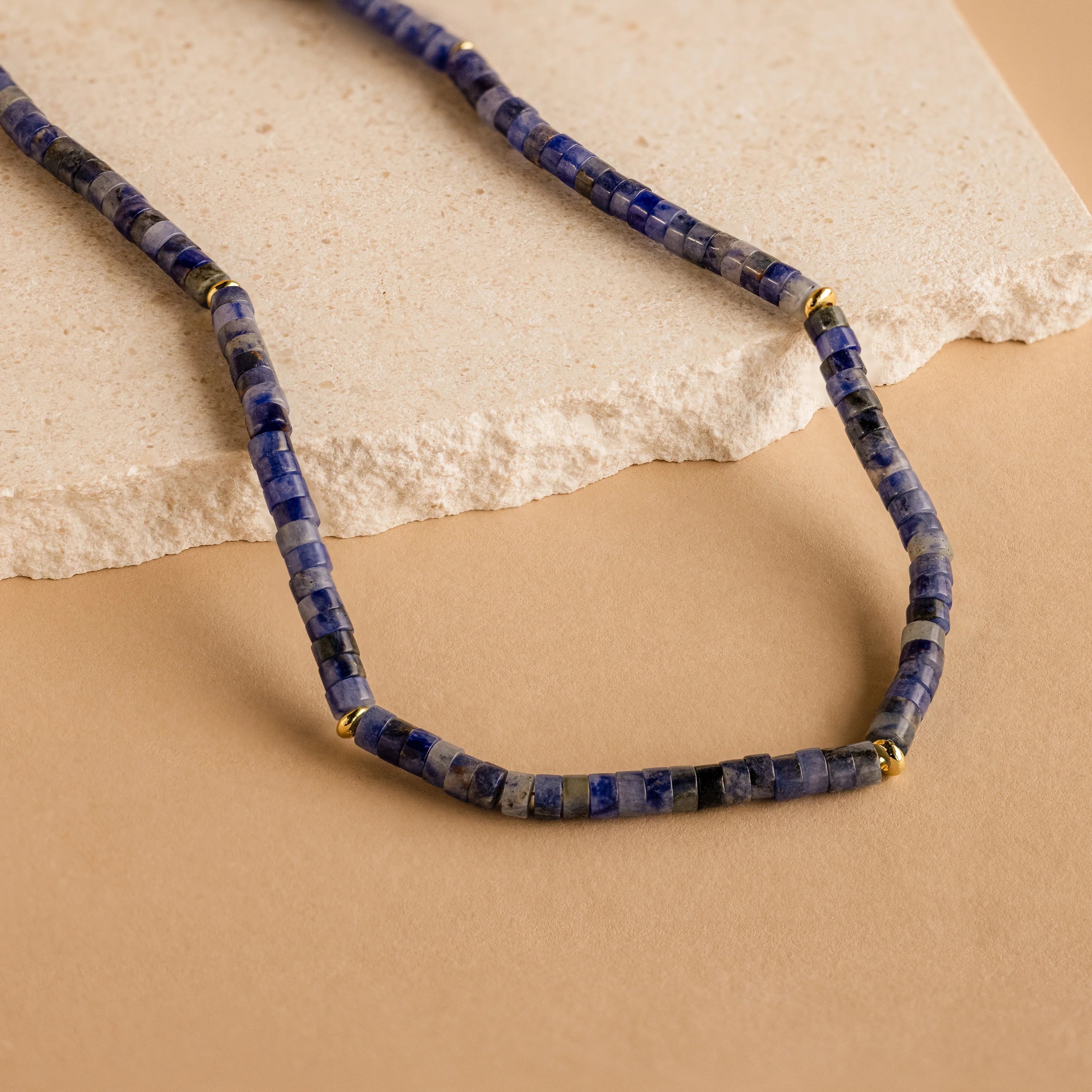 Tanzanite Beaded Necklace Silver 18K Gold Plated