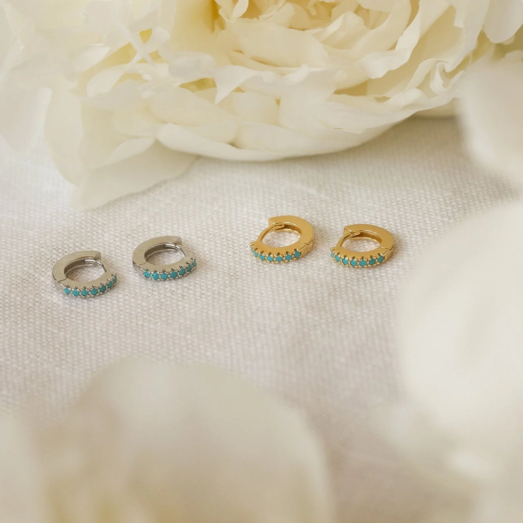 Turquoise Kendra Huggies Silver 18K Gold Plated