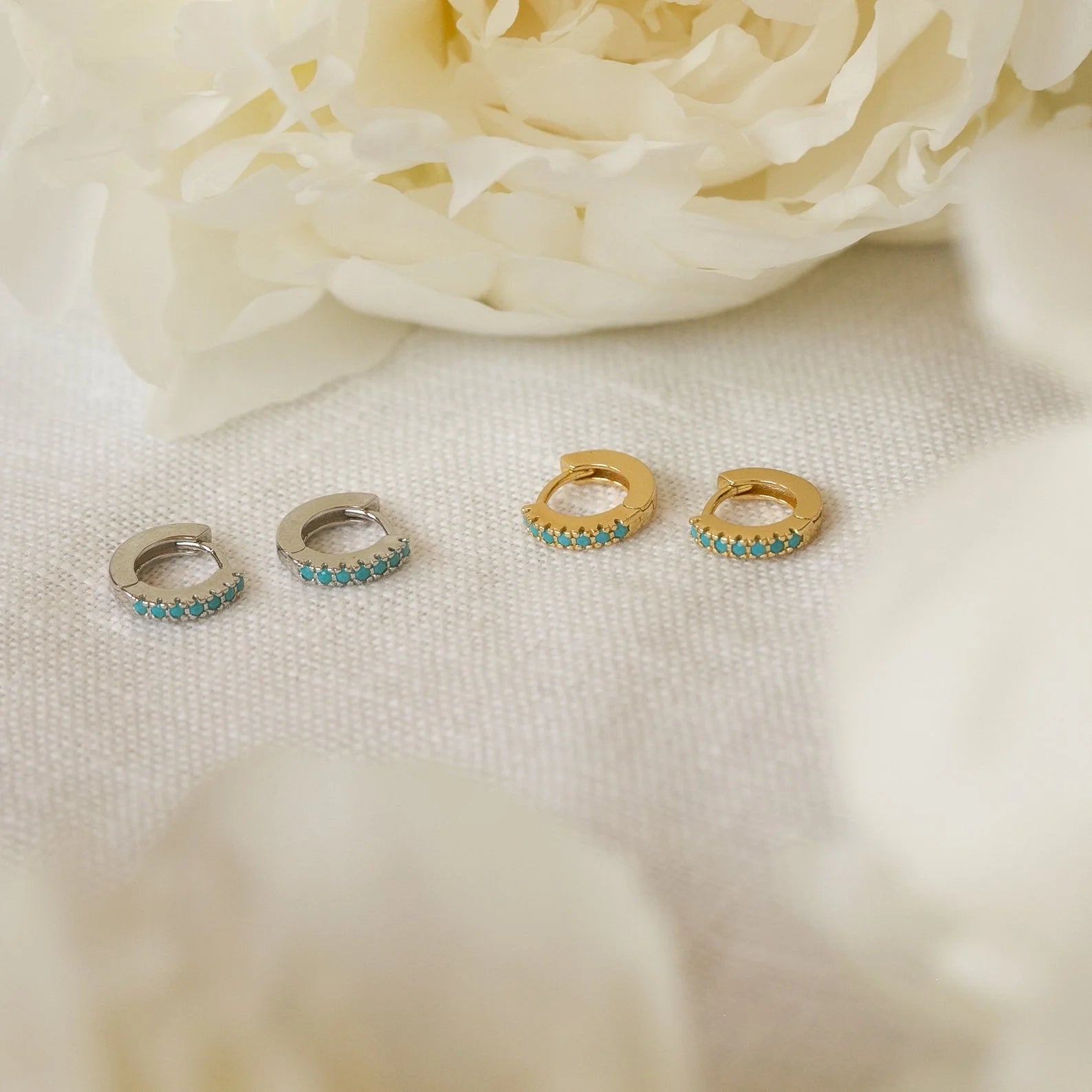 Turquoise Kendra Huggies Silver 18K Gold Plated