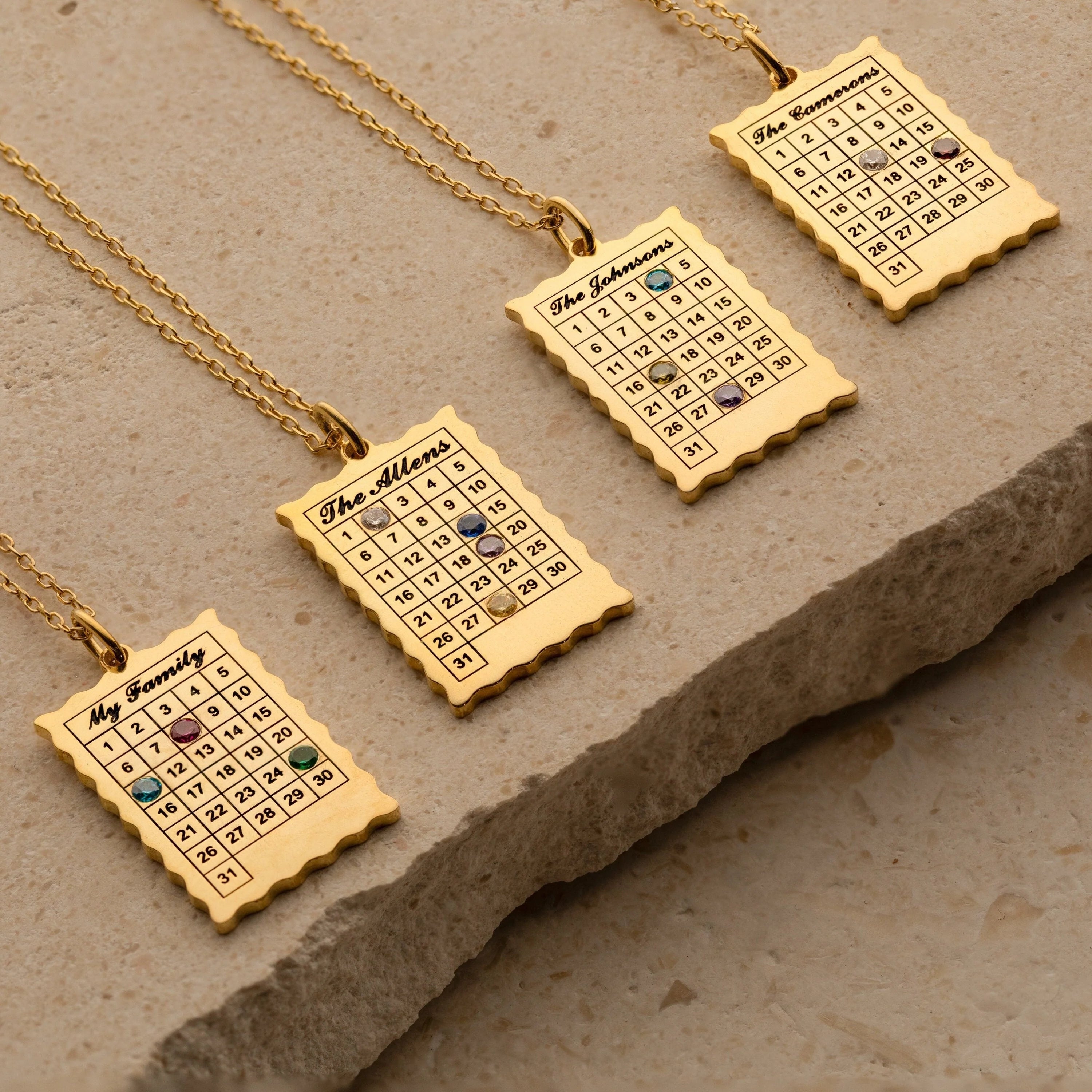Calendar Birthstone Charm Necklace