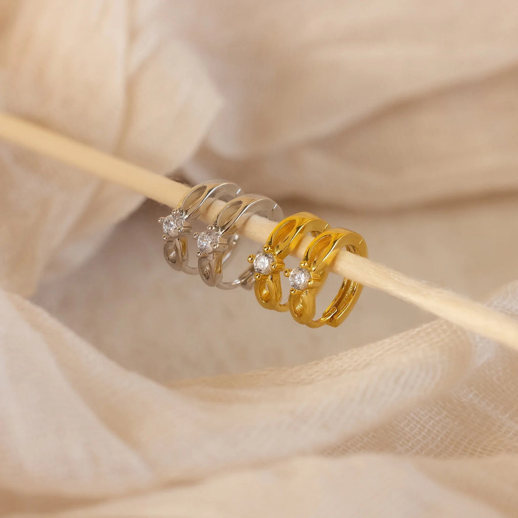 Diamond Infinity Hoops Silver 18K Gold Plated