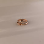 Aquamarine Duo Linked Ring Set Silver 18K Gold Plated