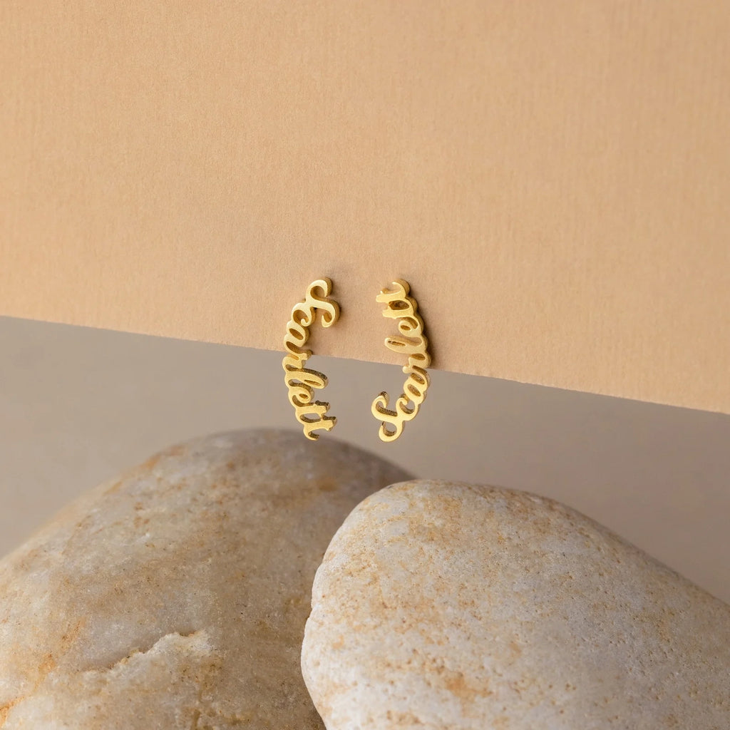 Mellow Name Earrings Silver 18K Gold Plated