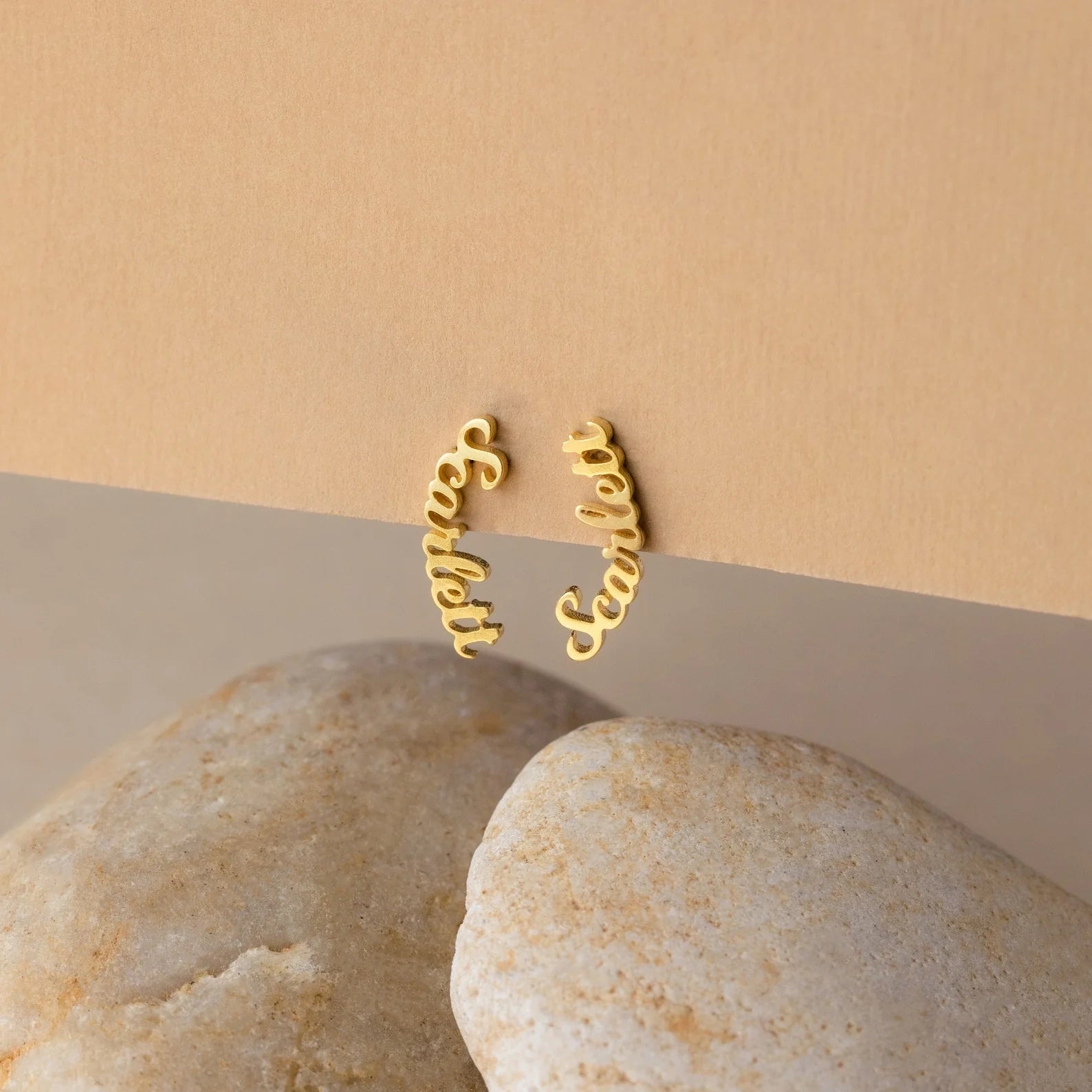 Mellow Name Earrings Silver 18K Gold Plated