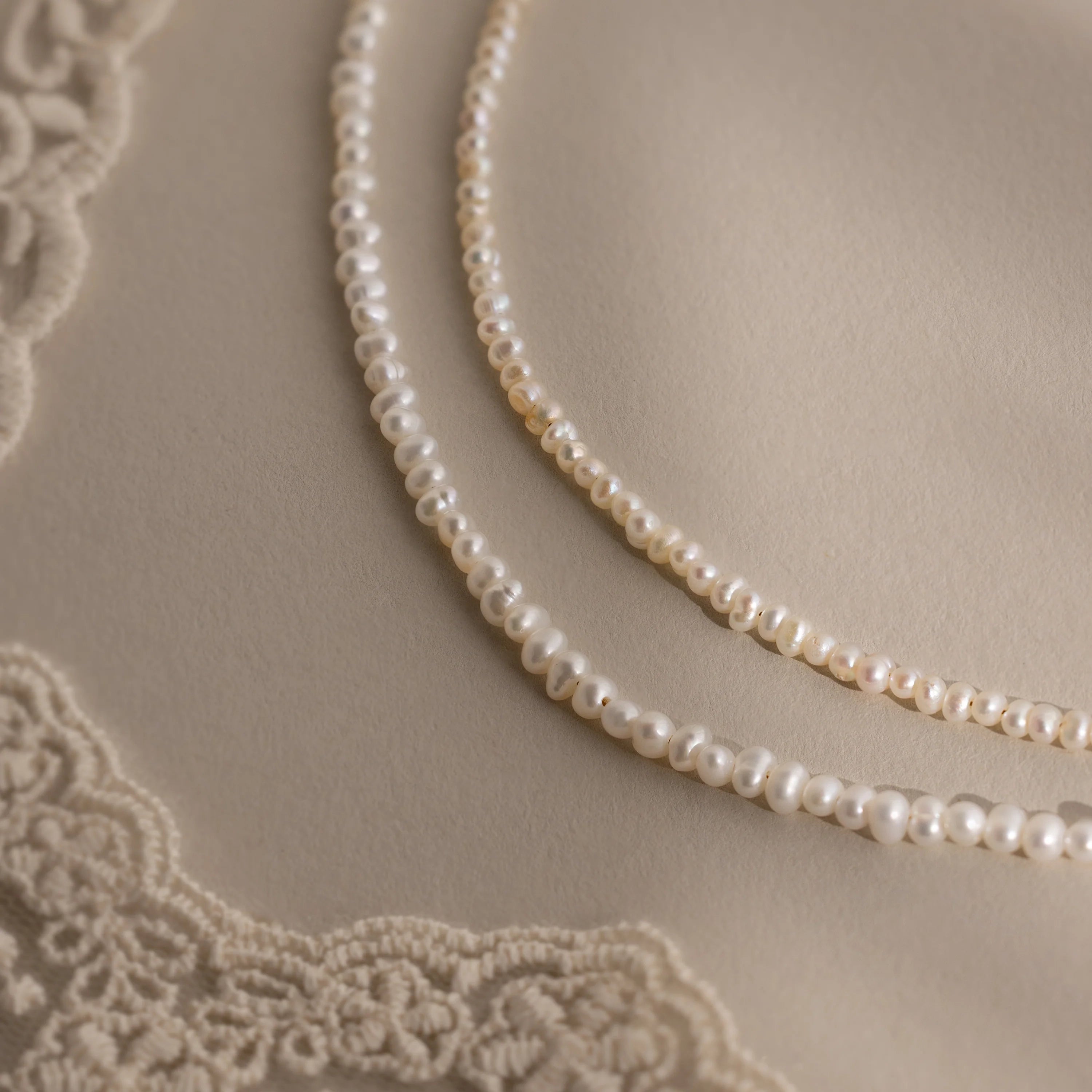 Freshwater Pearl Beaded Necklace Silver 18K Gold Plated
