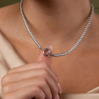 Grey Pearl Charm Necklace Silver 18K Gold Plated