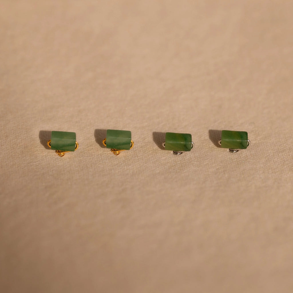 Jade Bar Studs Silver 18K Gold Plated