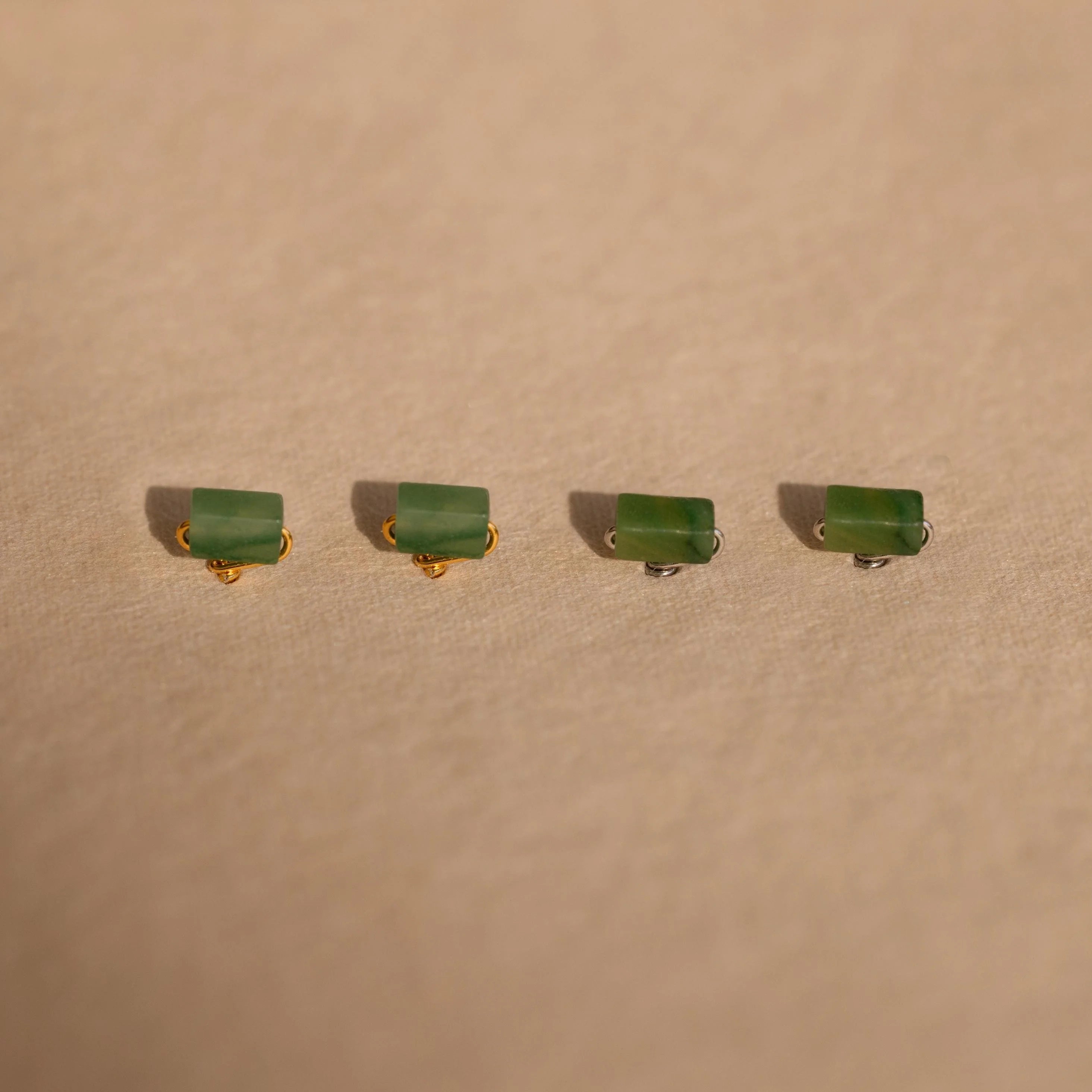 Jade Bar Studs Silver 18K Gold Plated