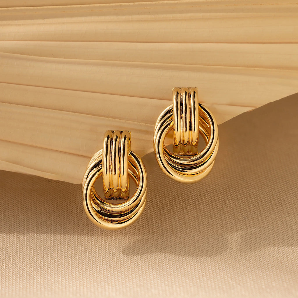 Triple Knot Earrings Silver 18K Gold Plated