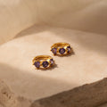 Triple Amethyst Huggies Silver 18K Gold Plated