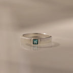 Ribbed Aquamarine Band Silver 18K Gold Plated