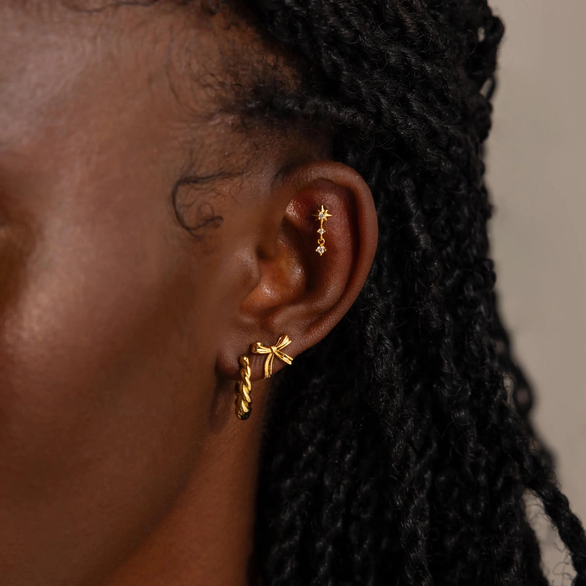 Bow Studs Silver 18K Gold Plated