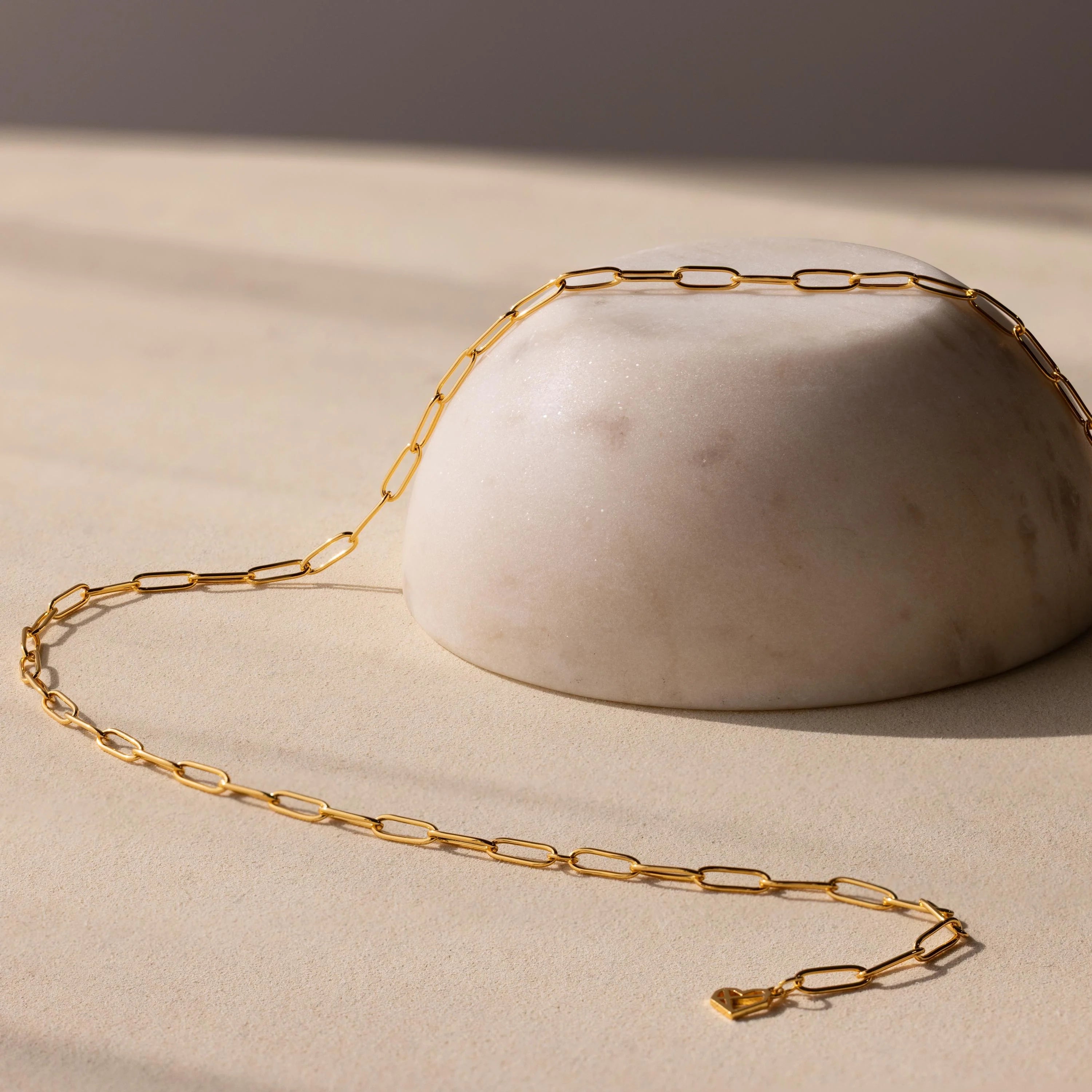 Paperclip Chain Necklace Silver 18K Gold Plated