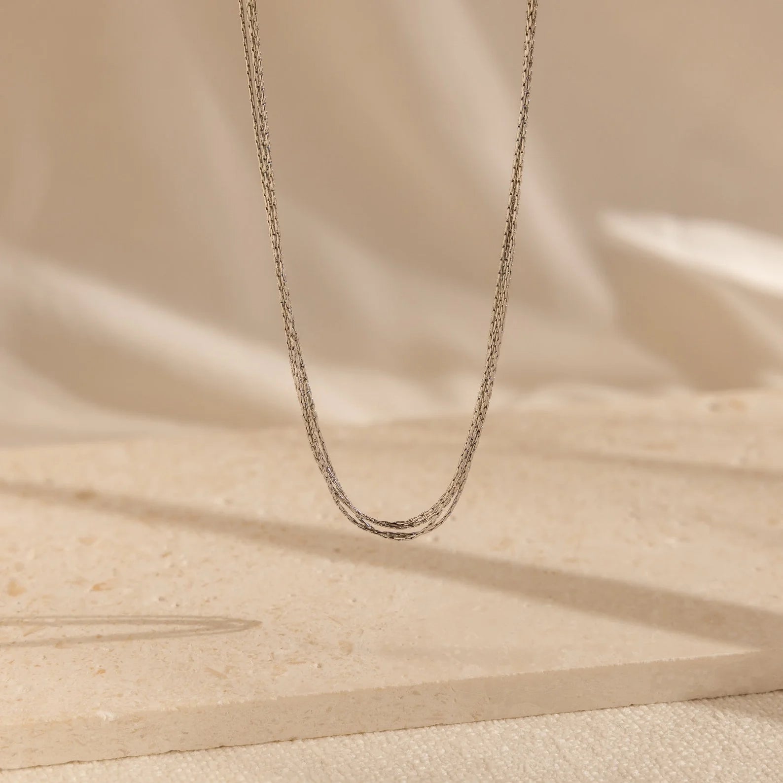 Multi Strand Chain Necklace Silver 18K Gold Plated