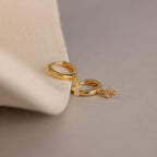 Pave Cross Huggies Silver 18K Gold Plated