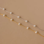 Pearl Station Bracelet Silver 18K Gold Plated