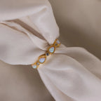 Opal Diamond Teardrop Ring Silver 18K Gold Plated