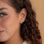 Triple Diamond Studs Set Silver 18K Gold Plated