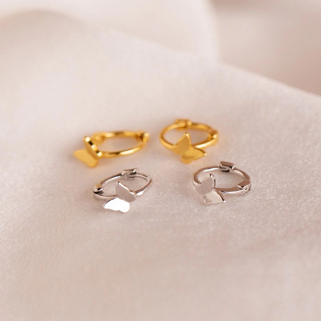 Butterfly Cartilage Mini Huggies Silver 18K Gold Plated