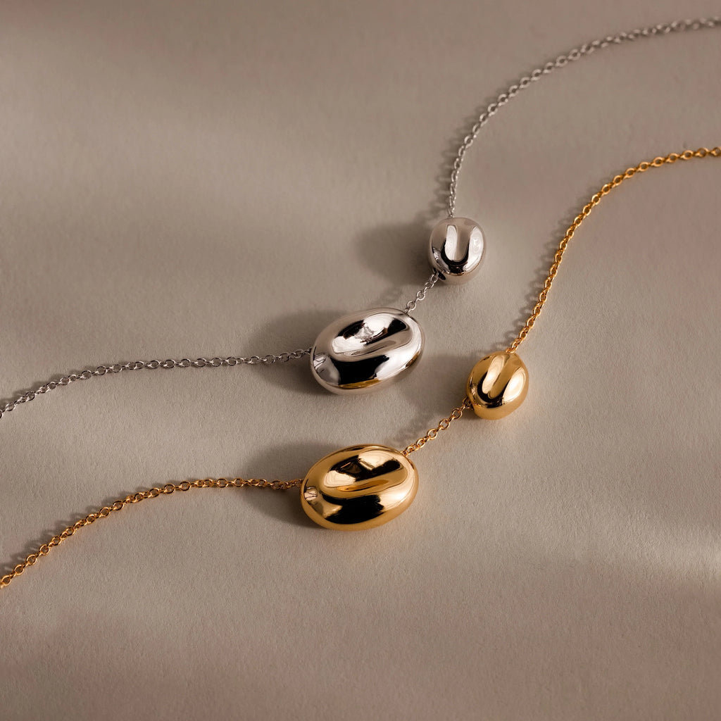 Duo Pebble Necklace Silver 18K Gold Plated