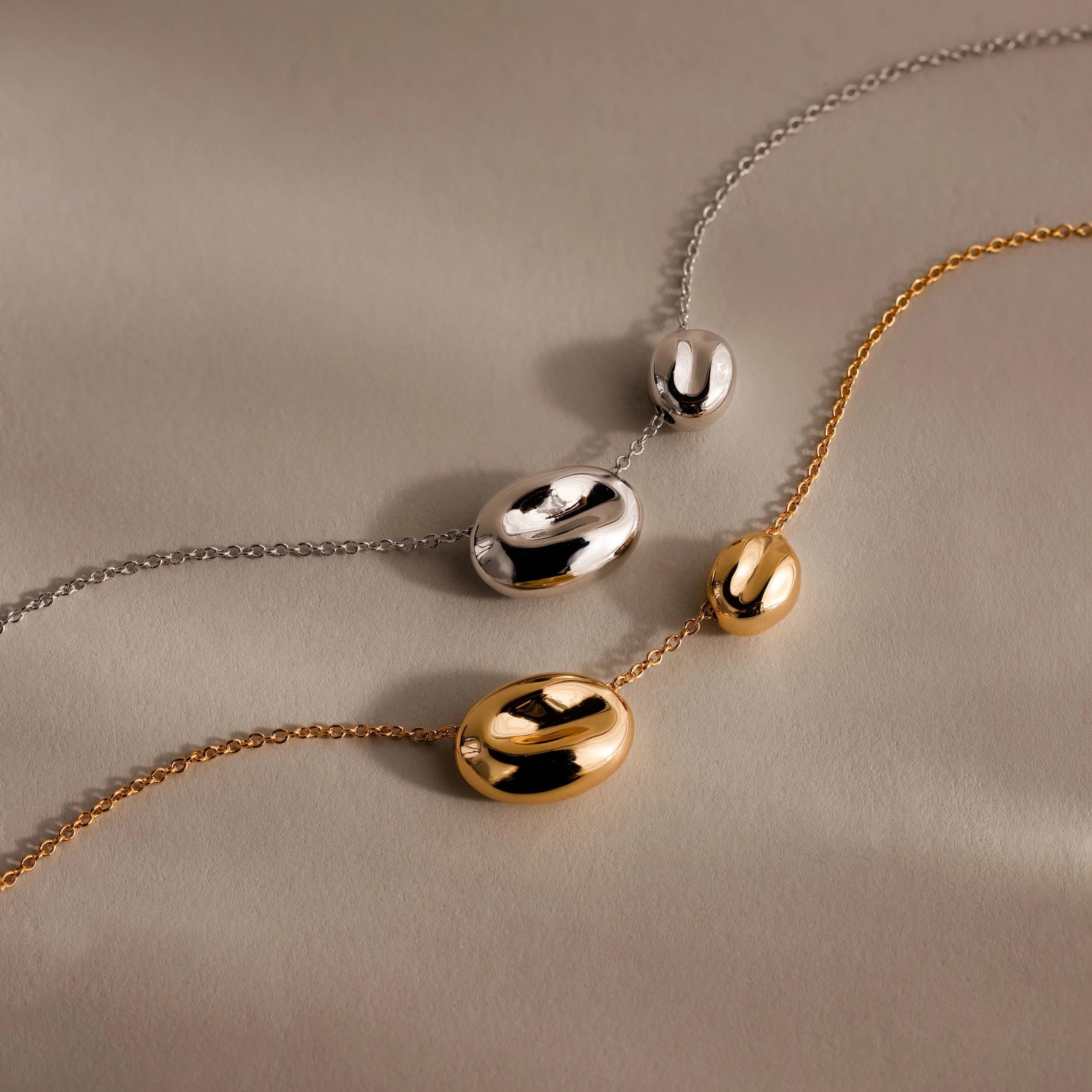 Duo Pebble Necklace Silver 18K Gold Plated