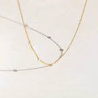 Opal Station Necklace Silver 18K Gold Plated
