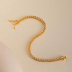 Diamond Bezel Tennis Necklace & Bracelet Set Silver 18K Gold Plated