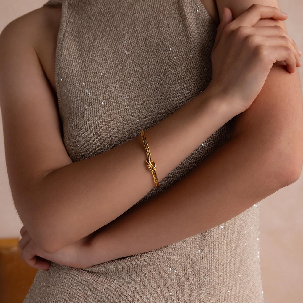 Duo Knot Bangle Silver 18K Gold Plated