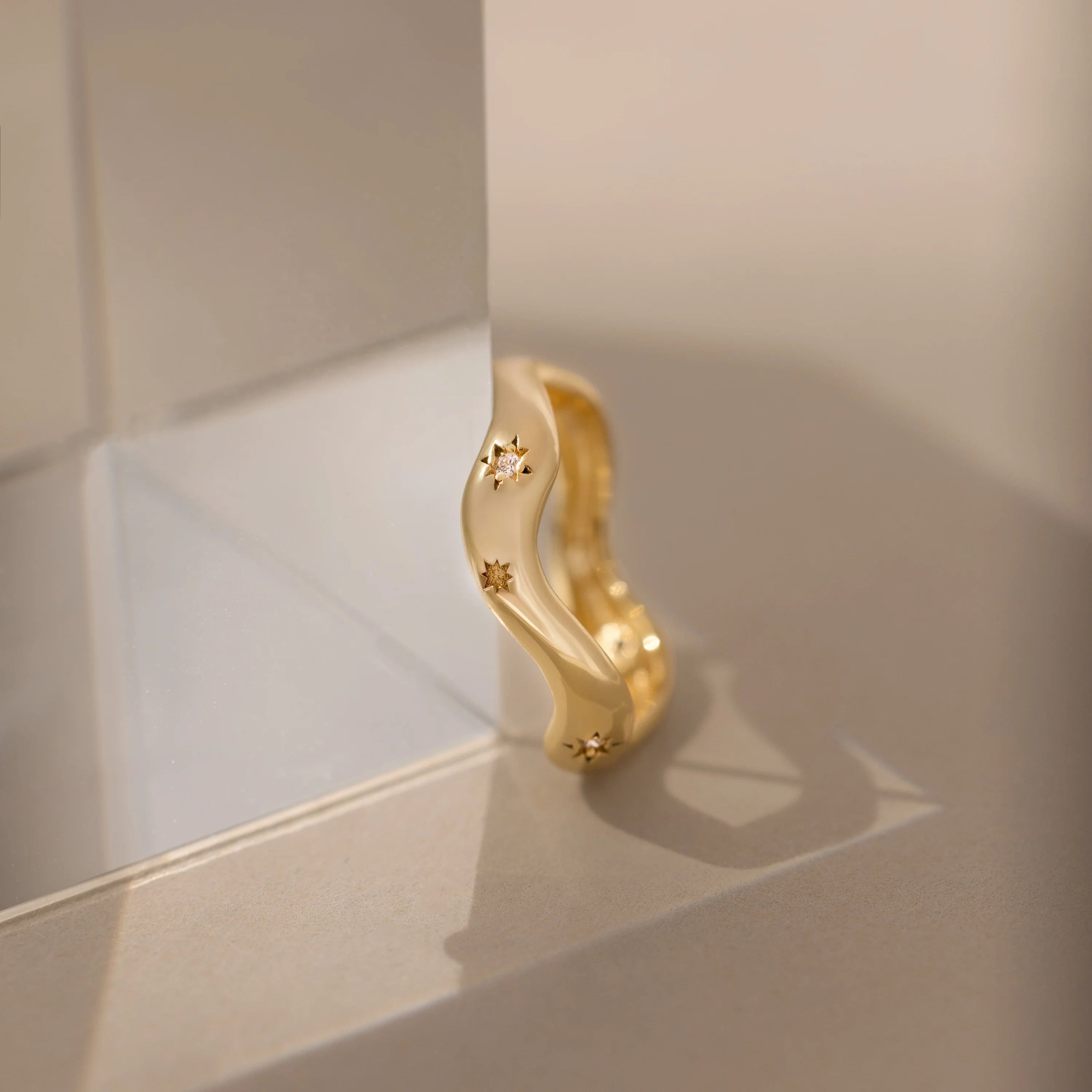 Diamond Celestial Ring Silver 18K Gold Plated