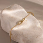 Pave Linked Pendant Bracelet Silver 18K Gold Plated