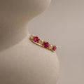 Pink Ruby & Pearl Lace Ring Silver 18K Gold Plated