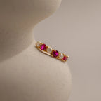 Pink Ruby & Pearl Lace Ring Silver 18K Gold Plated