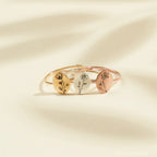 Birth Flower Oval Ring Silver 18K Gold Plated