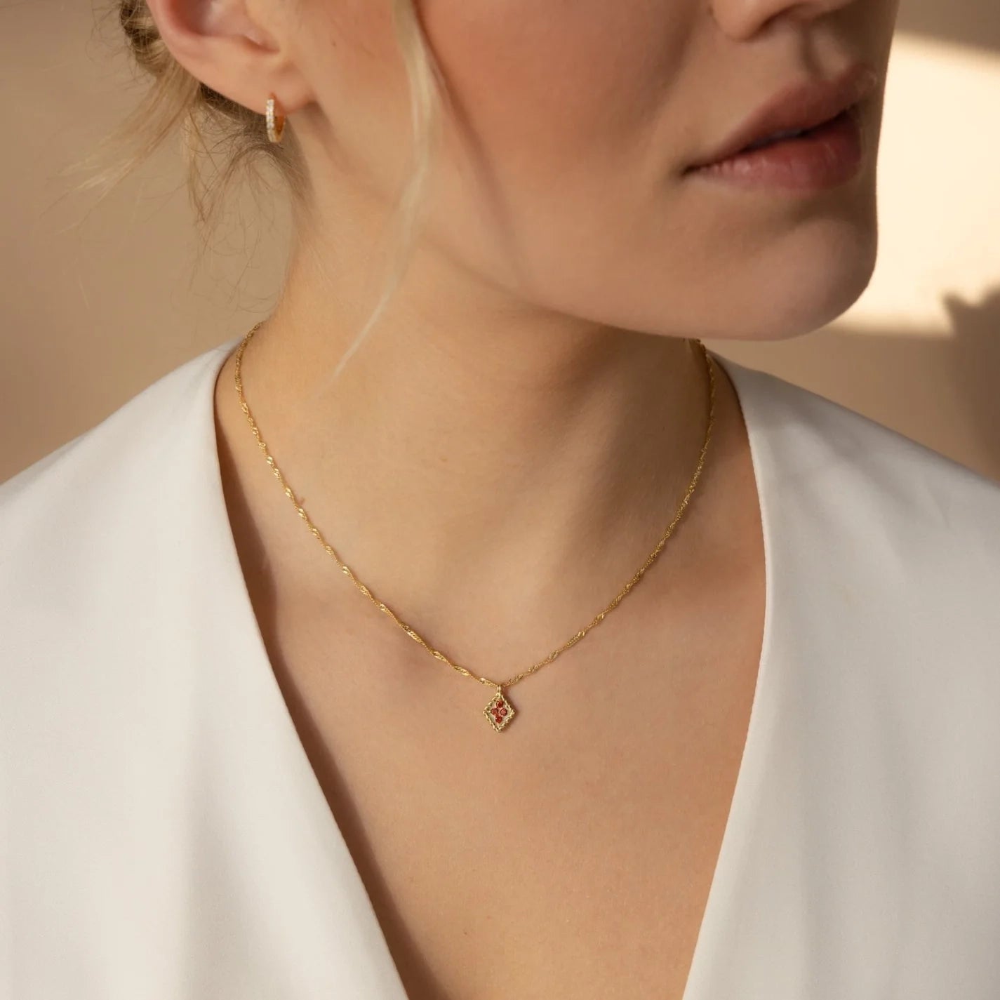 Birthstone Diamond Pendant Necklace Silver 18K Gold Plated