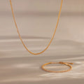 Diamond Tennis Necklace & Bracelet Set Silver 18K Gold Plated