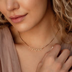 Nella Name Box Chain Necklace Silver 18K Gold Plated