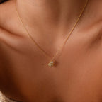 Diamond Seashell Charm Necklace Silver 18K Gold Plated