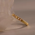 Diamond Morse Code Ring Silver 18K Gold Plated