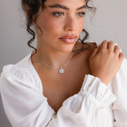 Pearl Initial Disc Necklace  Silver 18K Gold Plated