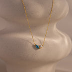 Marquise Zircon & Pearl Necklace Silver 18K Gold Plated