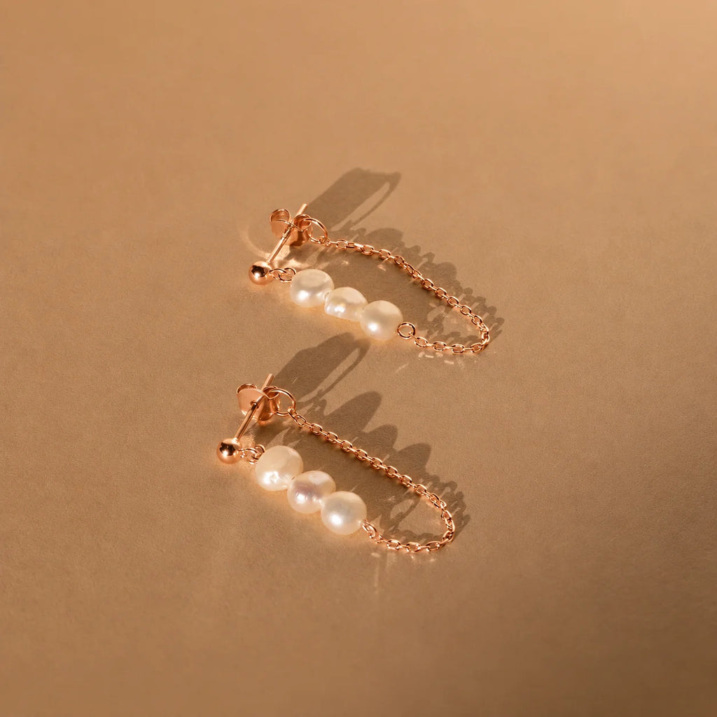 Triple Pearl Drop Earrings